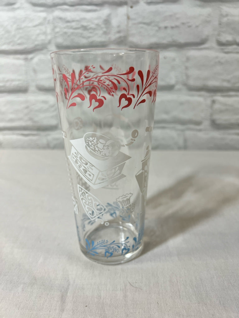 Vintage colonial pattern tall drinking tumbler
