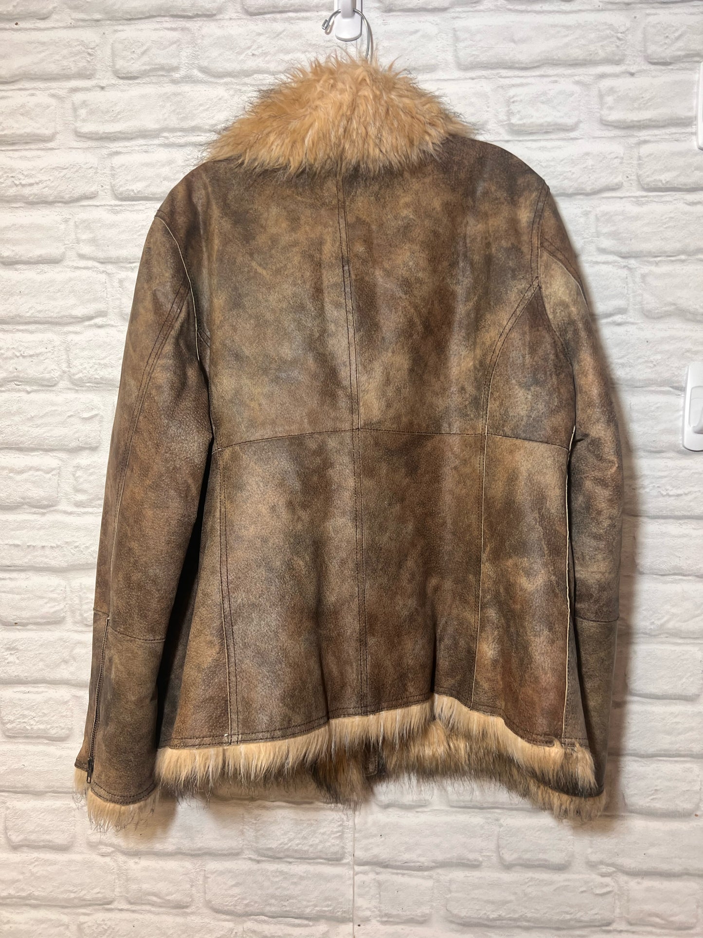 Newport News Vintage Leather Jacket w/ Faux Fur Trim