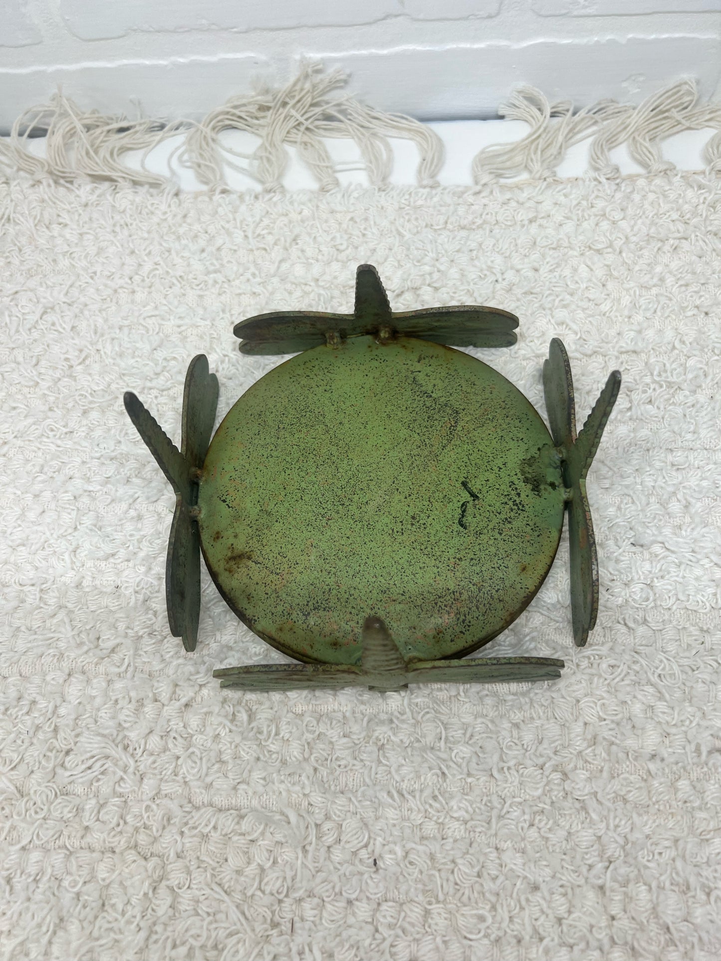Rustic dragonfly candle stand