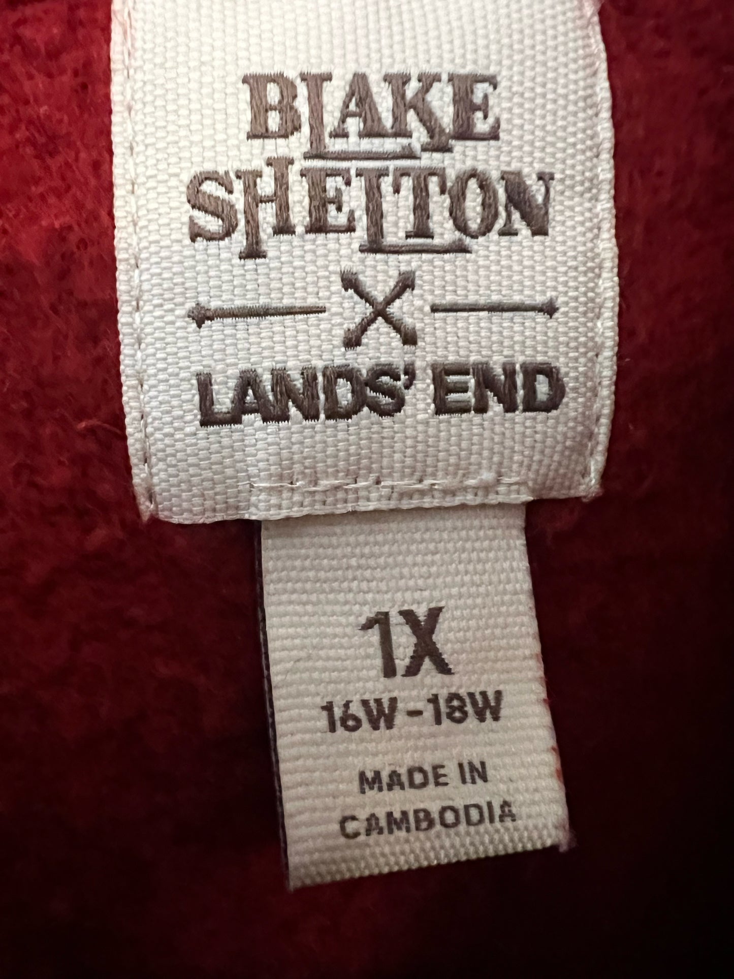 Blake Shelton Collection Size 1X Land's End Red Sweatshirt