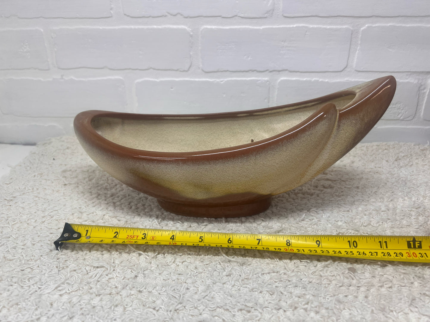 Frankoma Pottery Crescent Shaped Console Bowl