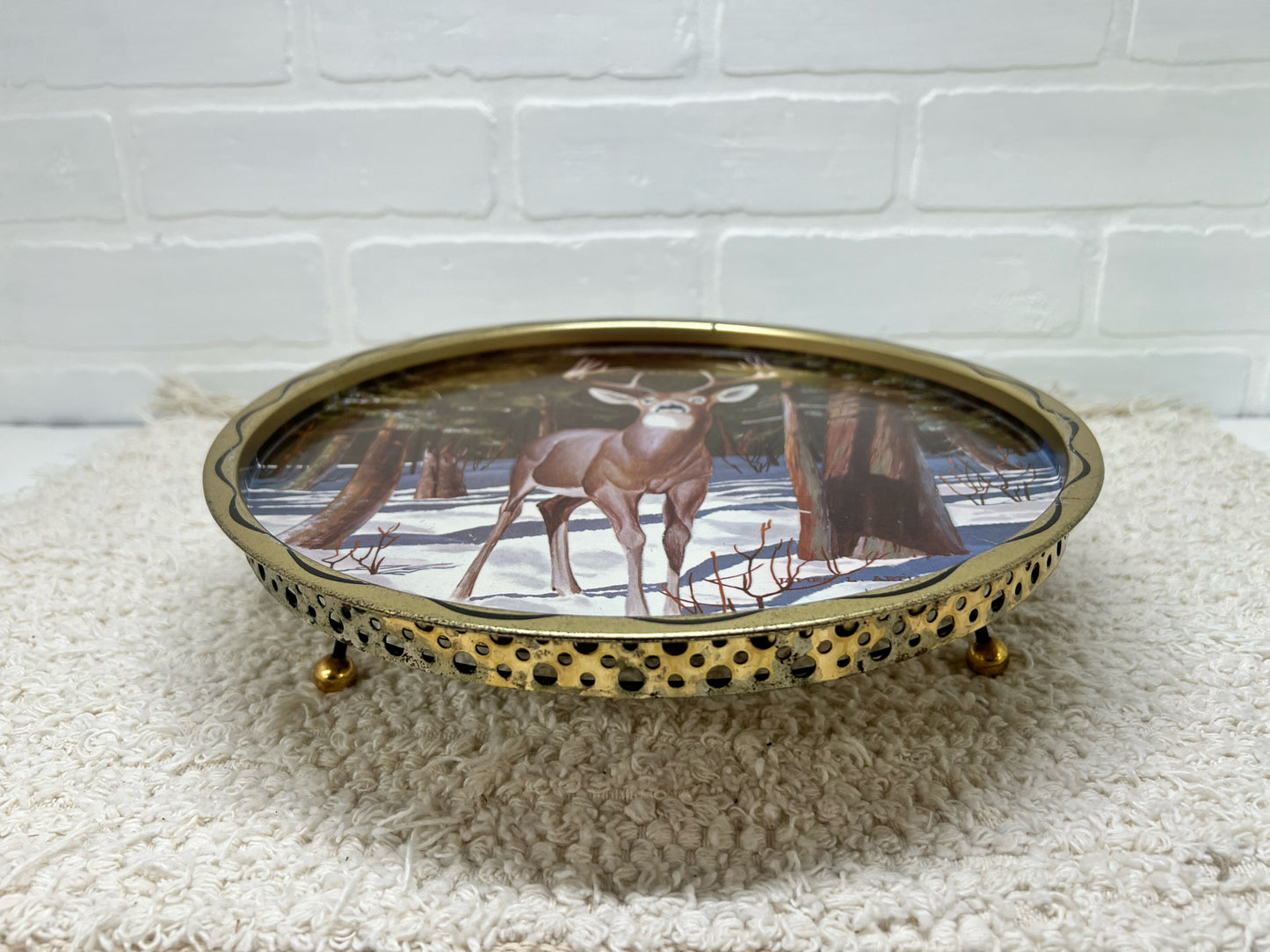 Vintage Lazy Susan with deer tray