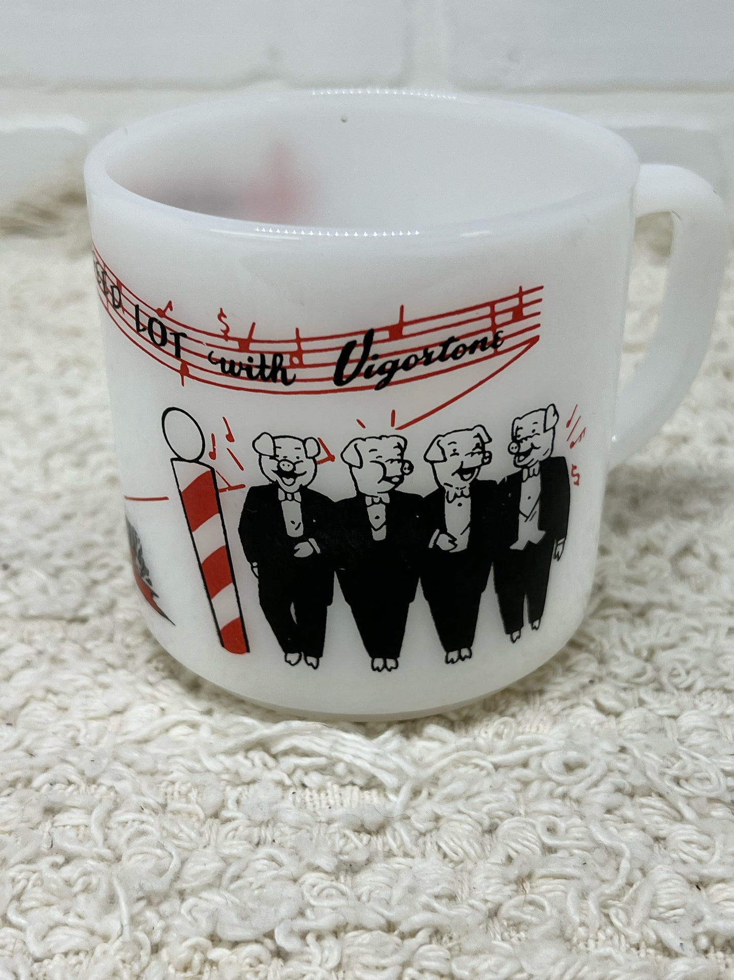 Vintage Federal milkglass 'Vigortone' advertising mug