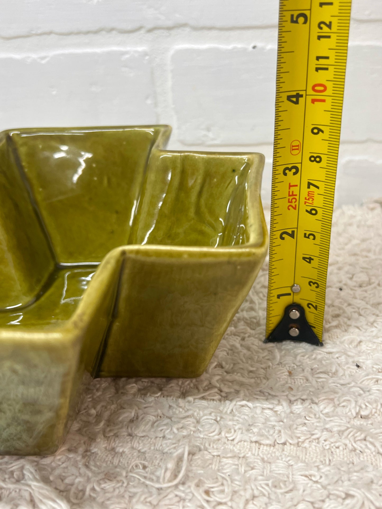 Covina Pottery Dark Green Glaze Mid-Century Cross Shaped Planter