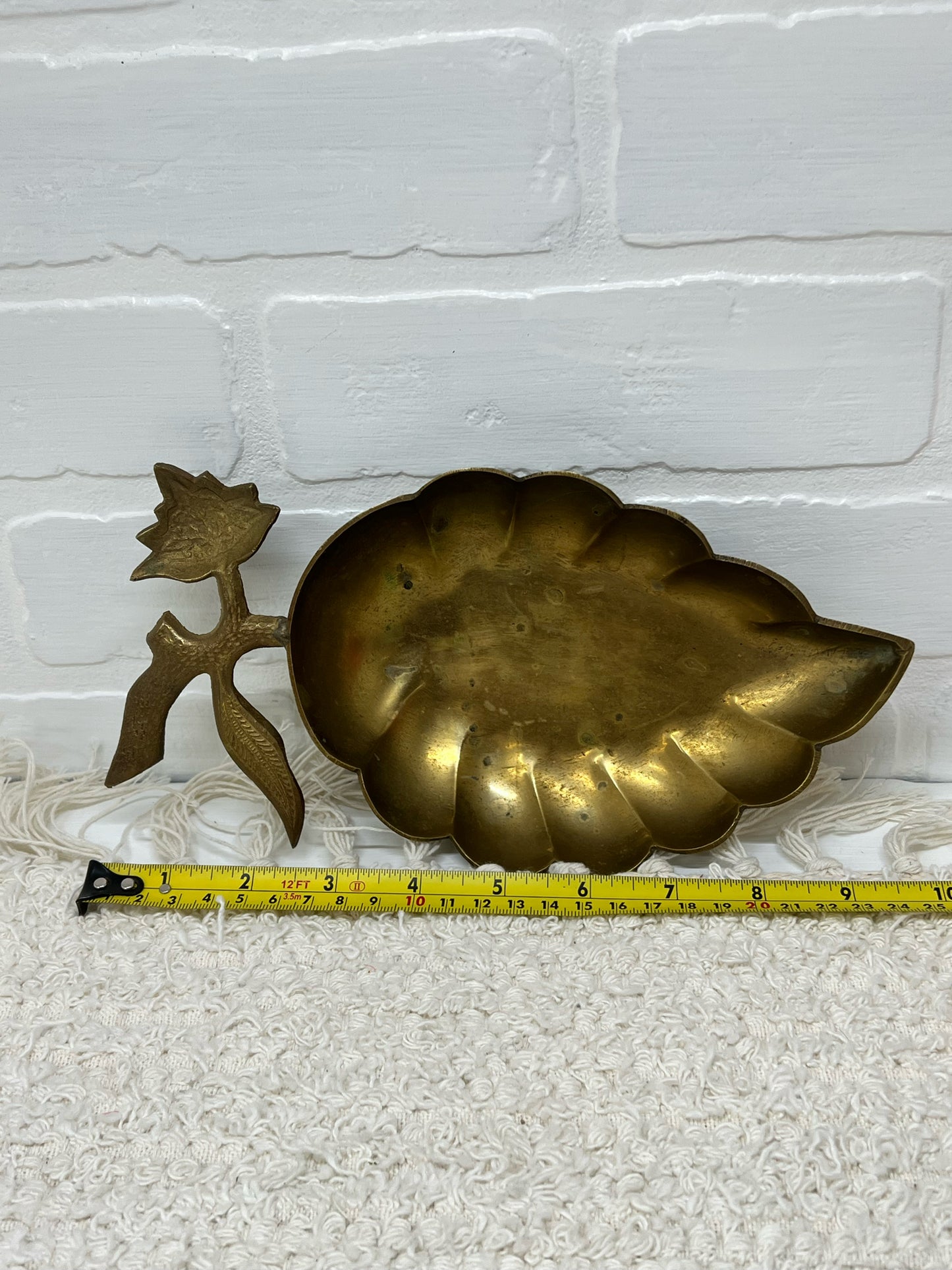 Vintage brass leaf trinket dish