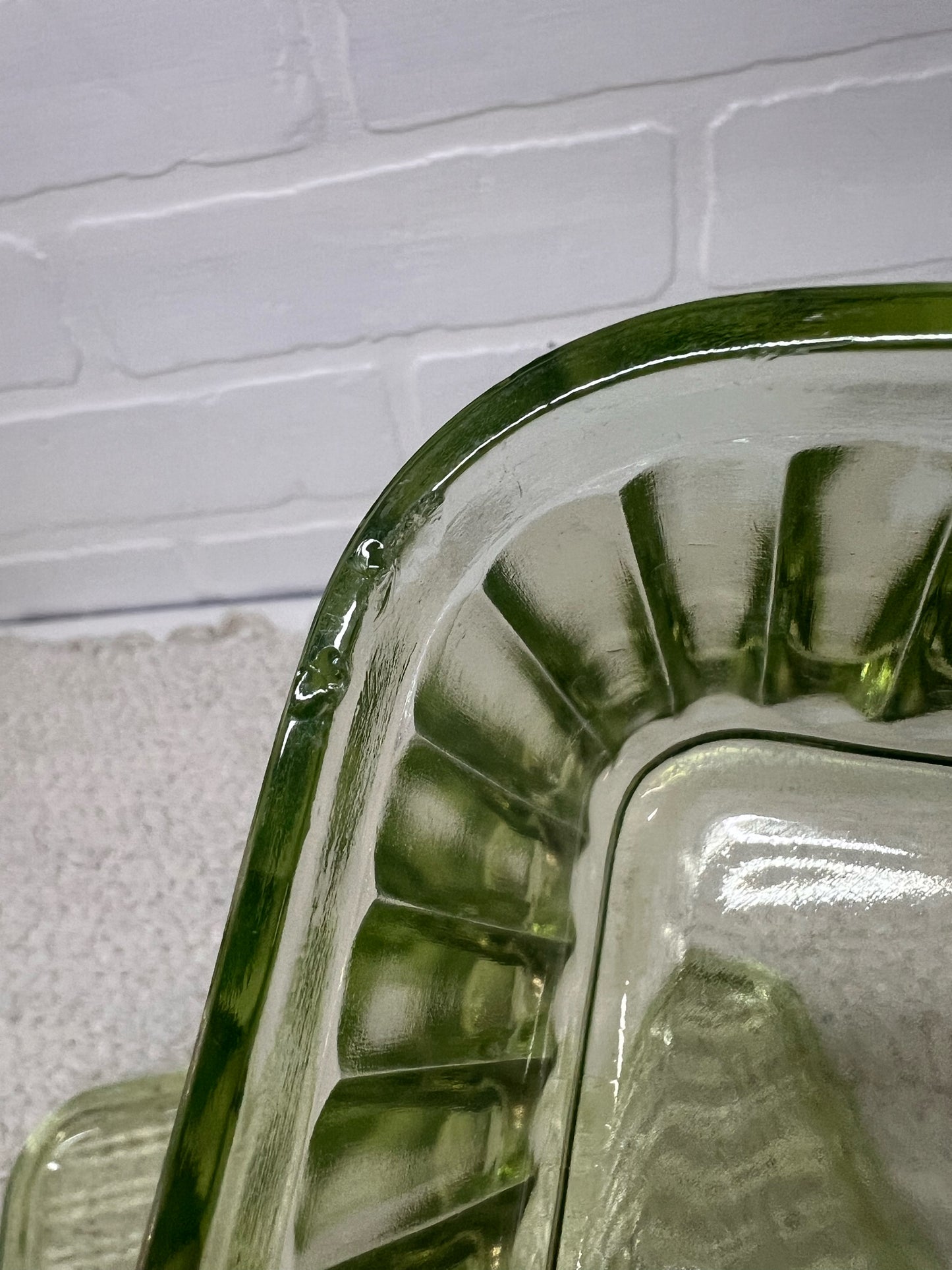 Uranium Glass Large Square Lidded Fridge Dish
