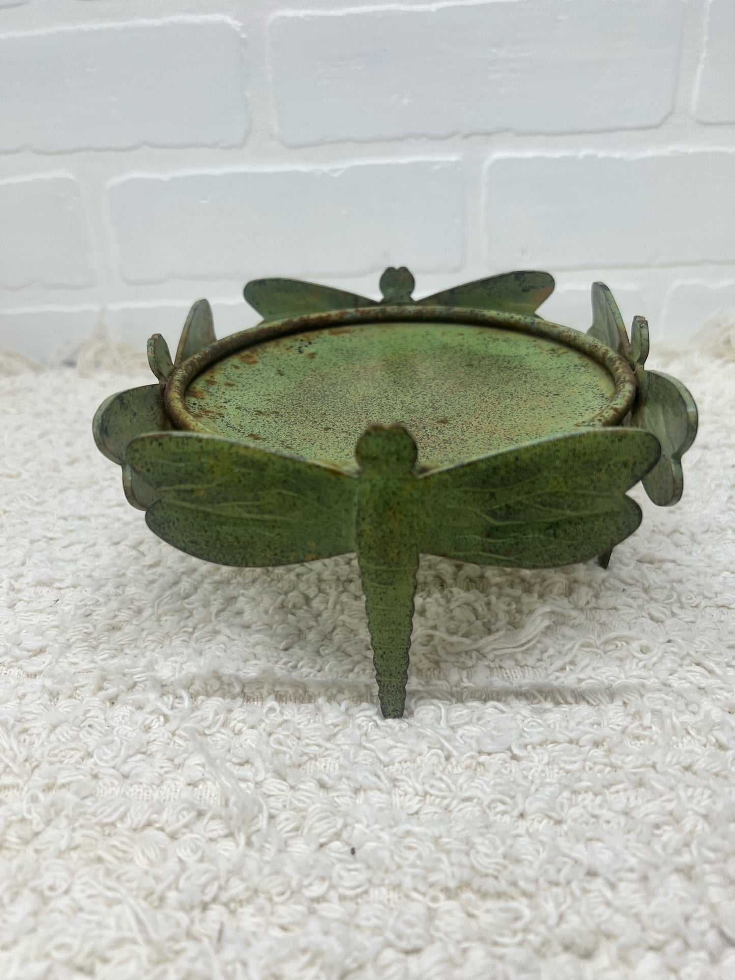Rustic dragonfly candle stand