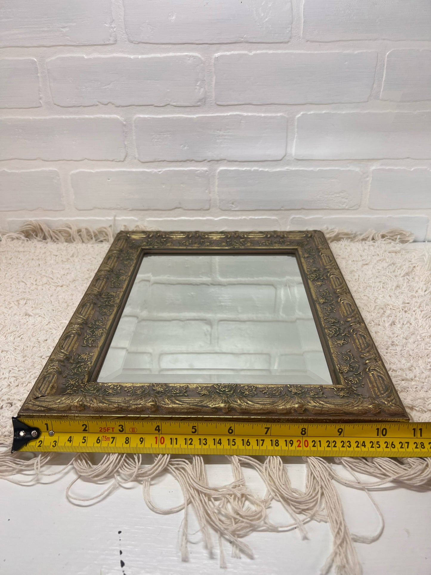 Vintage Ornate Framed Beveled Mirror