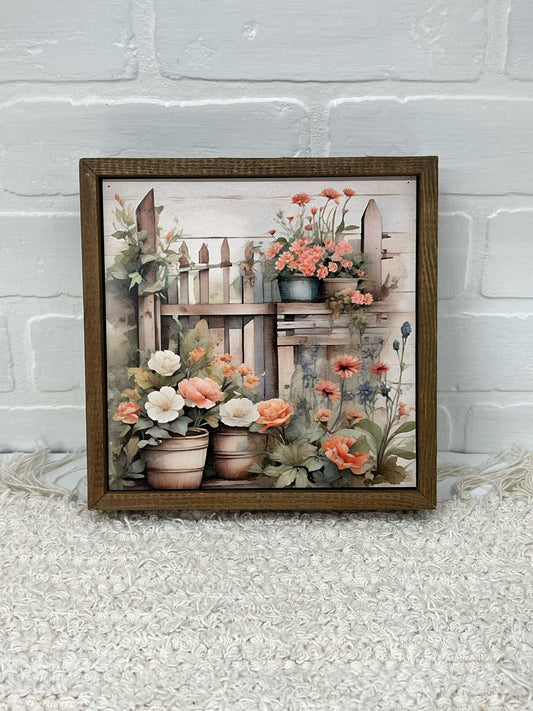 Garden scene box sign