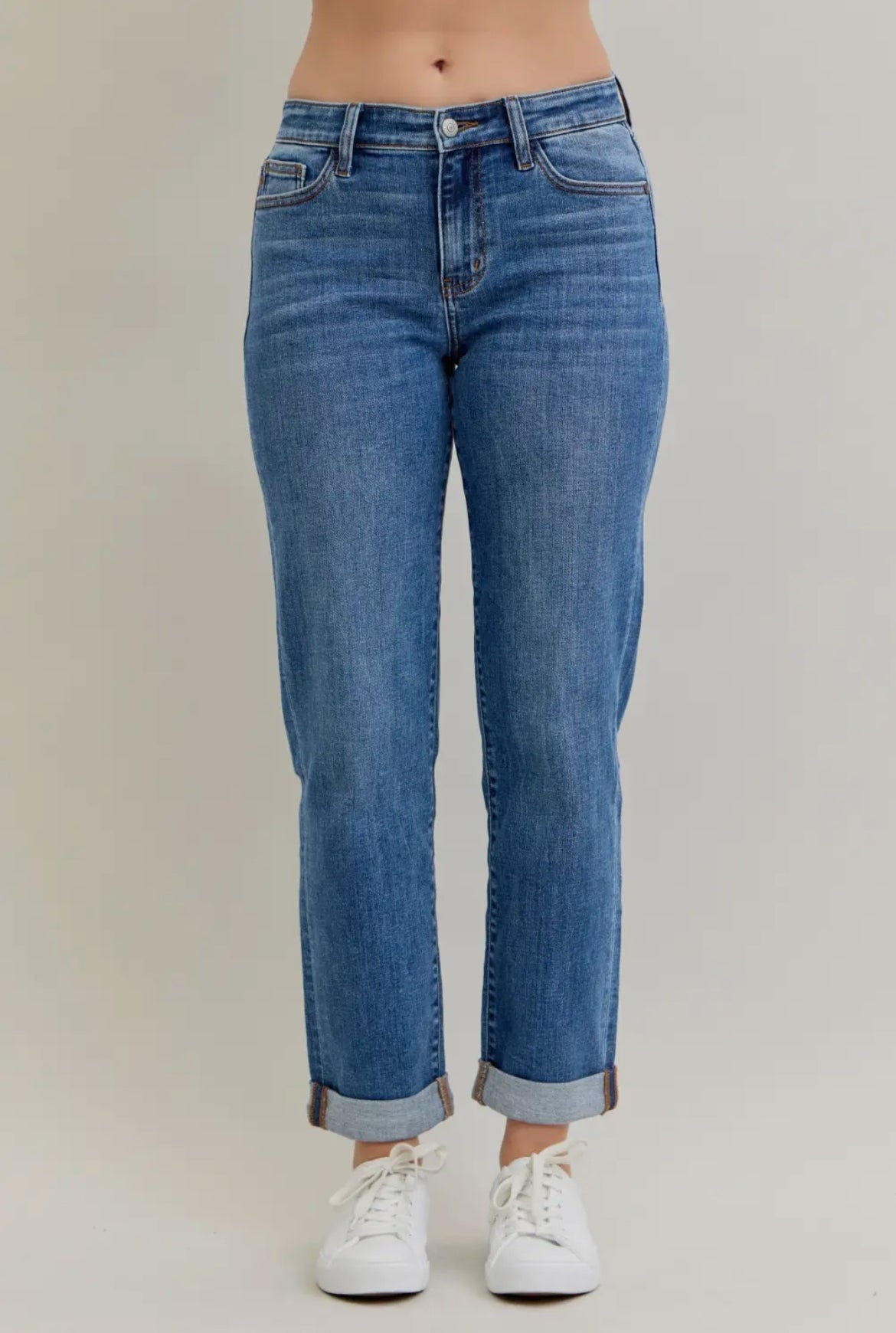Judy Blue MR BF Classic Cuffed jeans