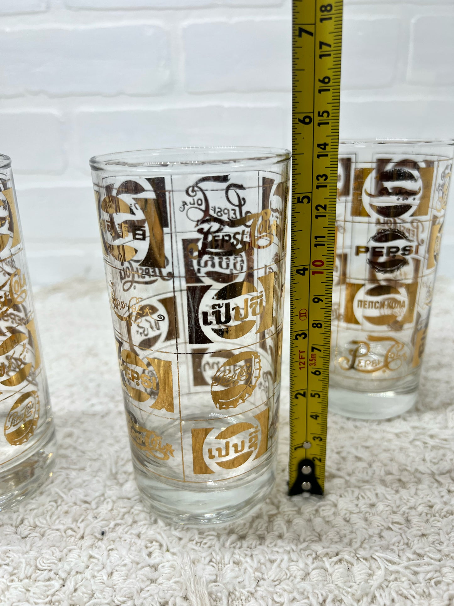 Bartlett Collins Pepsi gold glass set - four glasses