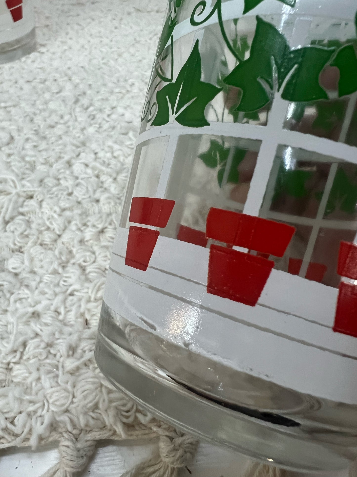 Vintage Ivy/Window/Flowerpot glass set - 4