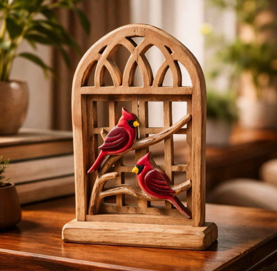 Cardinals in the Window Decor 10.77 by 7.75 Inches