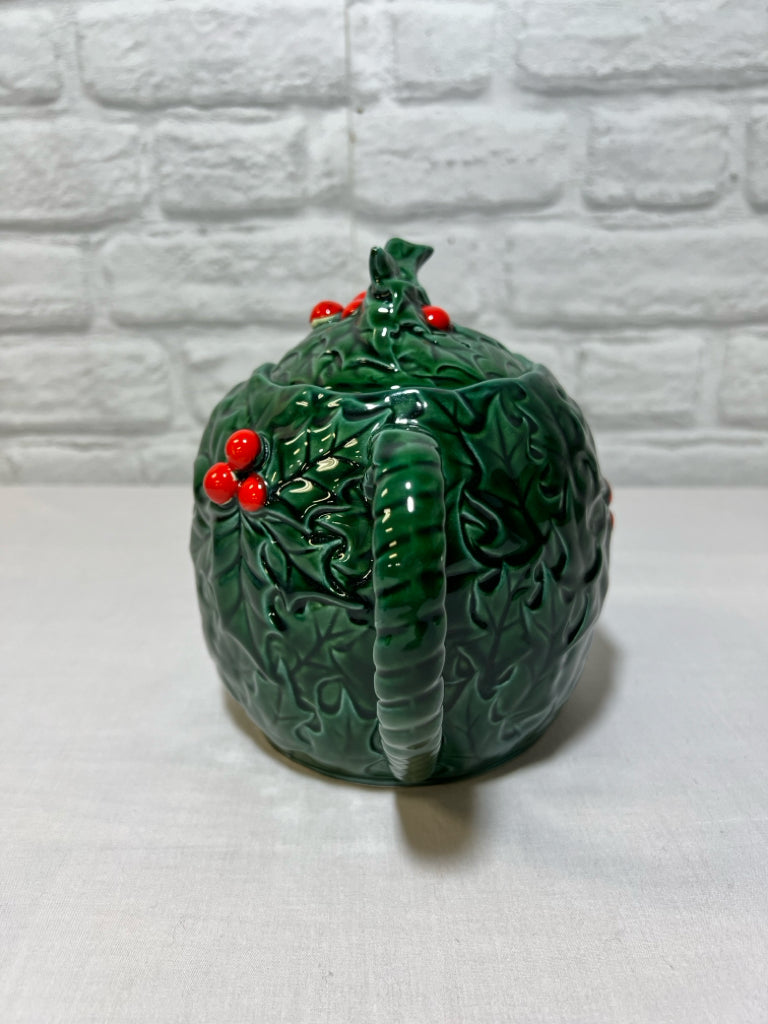 Lefton holly Christmas teapot, vintage