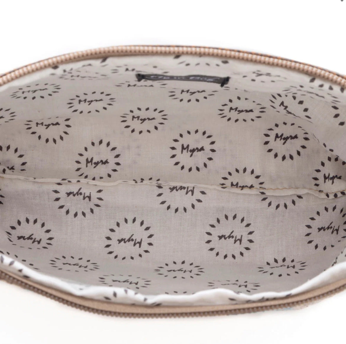 Myra Bag San Ysidro Falls Small & Crossbody Bag – Floral Canvas & Leather Wristlet Purse with Adjustable Strap and Zipper Pocket, 10.5"x6", Women’s Boho Bag