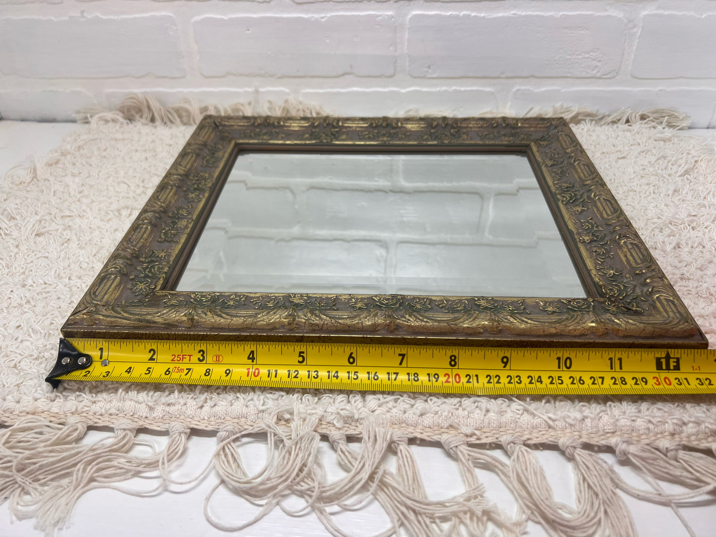 Vintage Ornate Framed Beveled Mirror