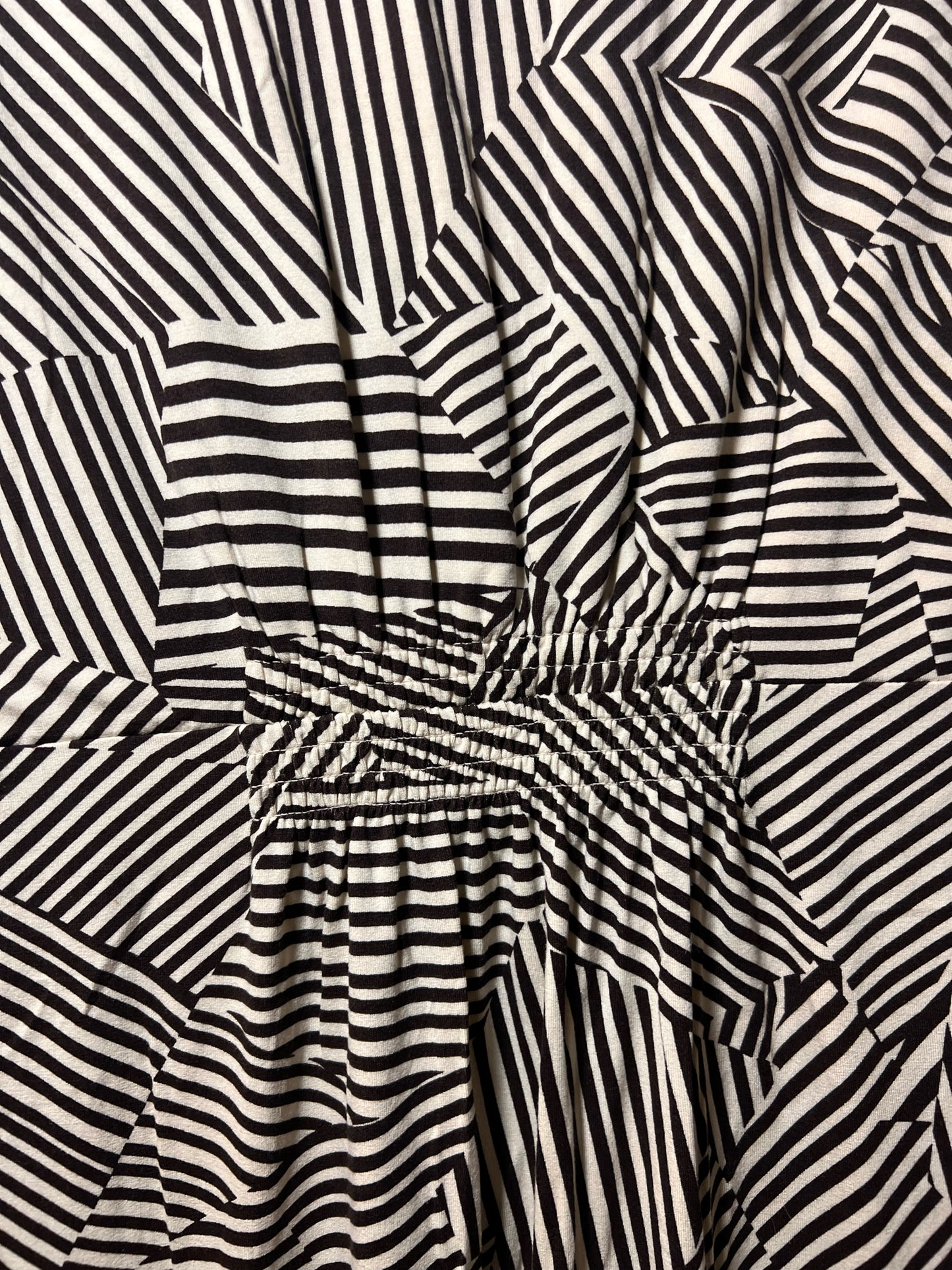 Size L CAbi Geometric Stripe Black & White Dress
