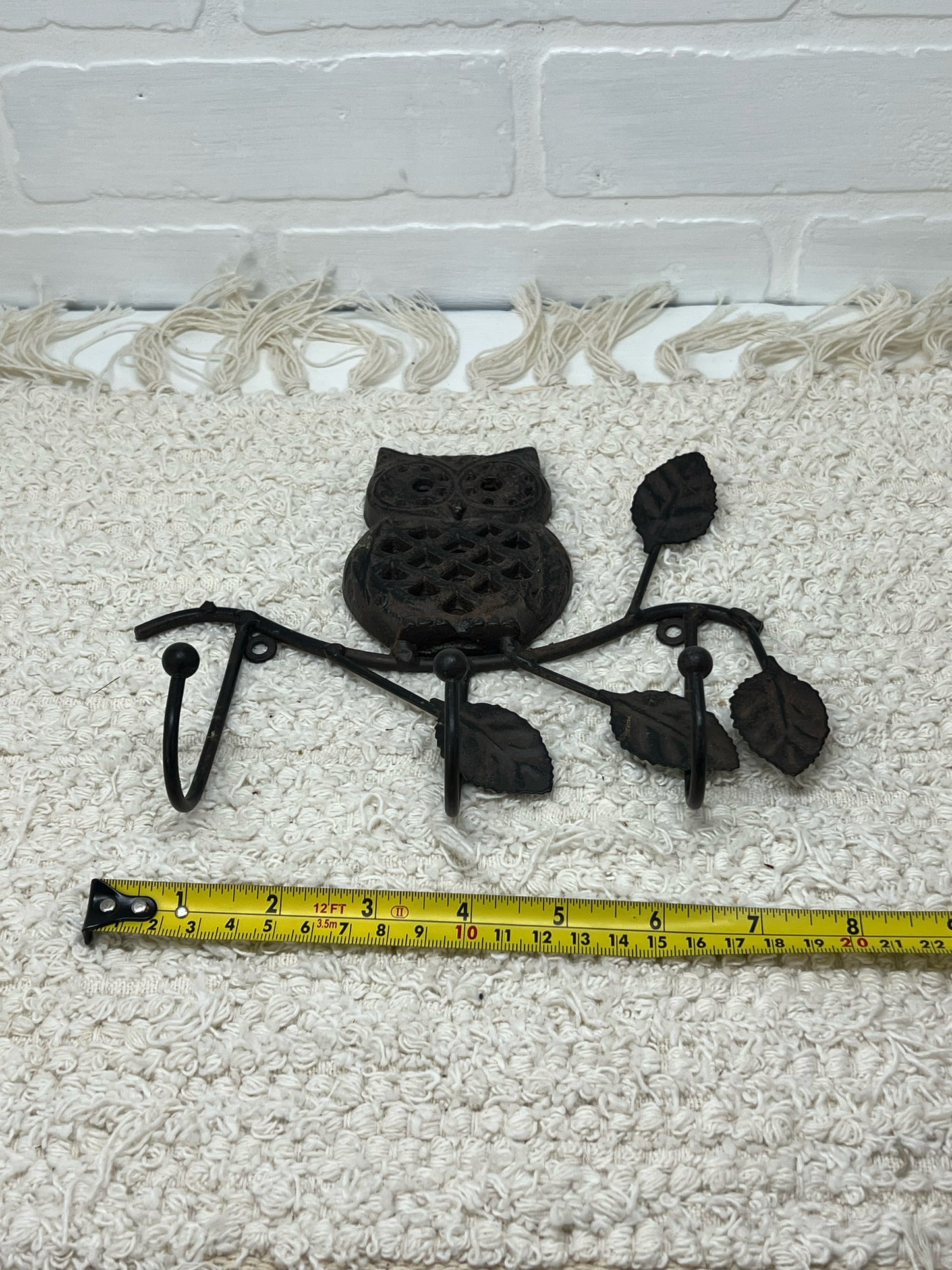 Vintage owl cast metal wall hook