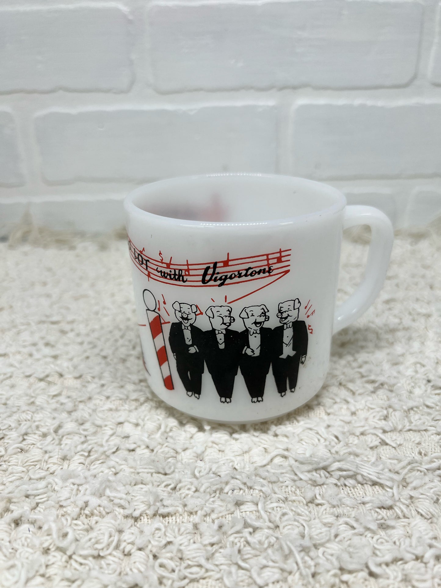 Vintage Federal milkglass 'Vigortone' advertising mug