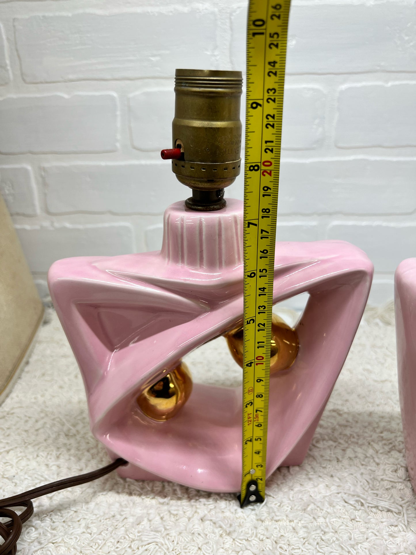 Pink & Gold MCM Boudoir Lamp Set