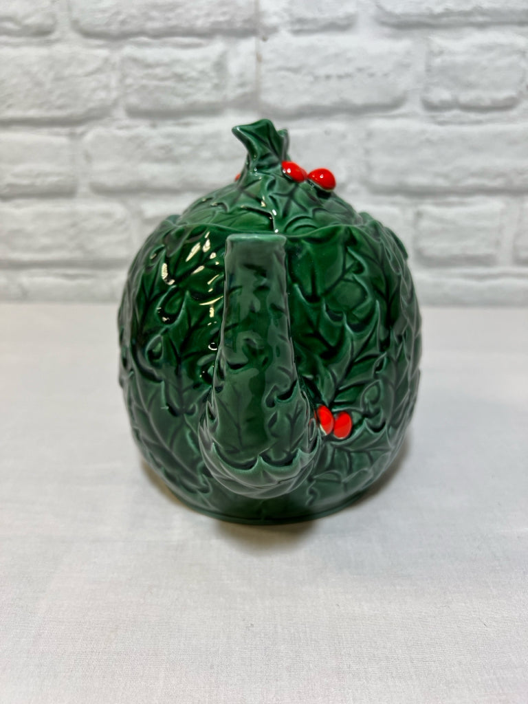 Lefton holly Christmas teapot, vintage