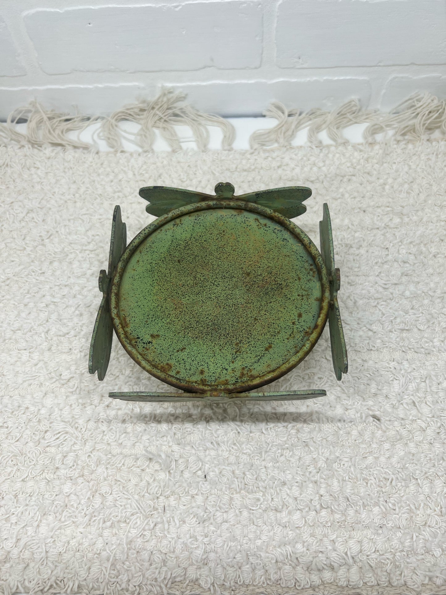 Rustic dragonfly candle stand