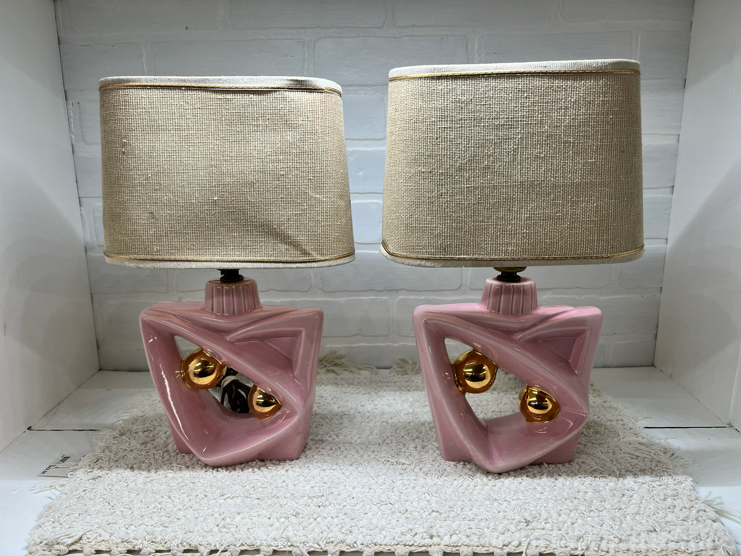 Pink & Gold MCM Boudoir Lamp Set