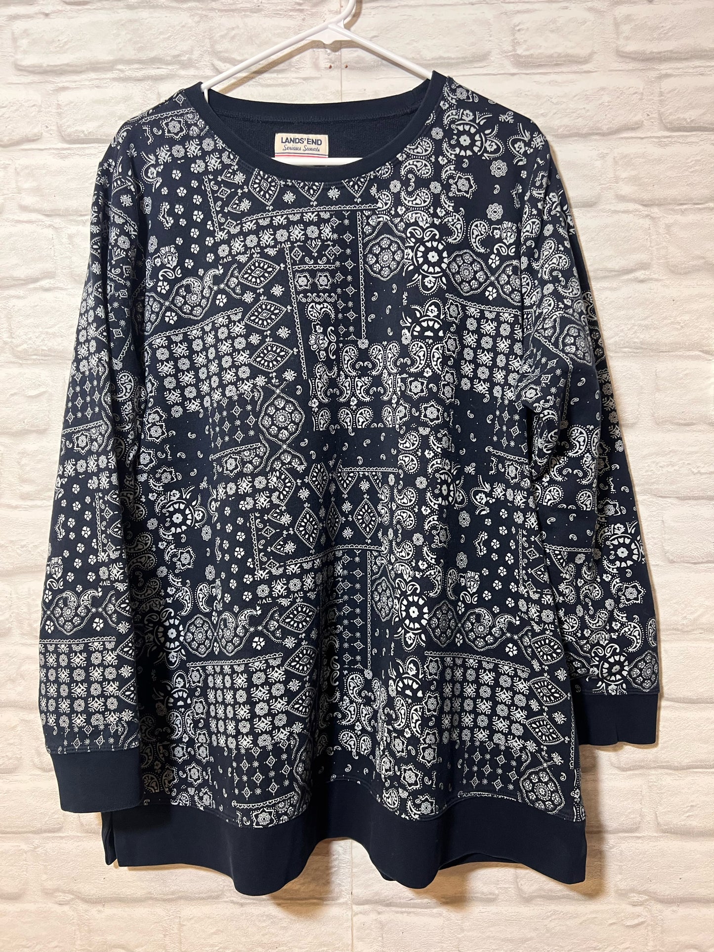 Size 1X Land's End 'Serious Sweats' Bandana Print  Sweatshirt