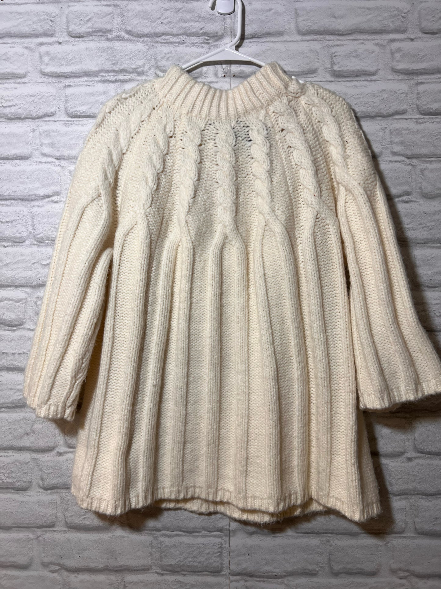Size 2X Land's End White Cable Knit Sweater Wool/Alpaca Blend