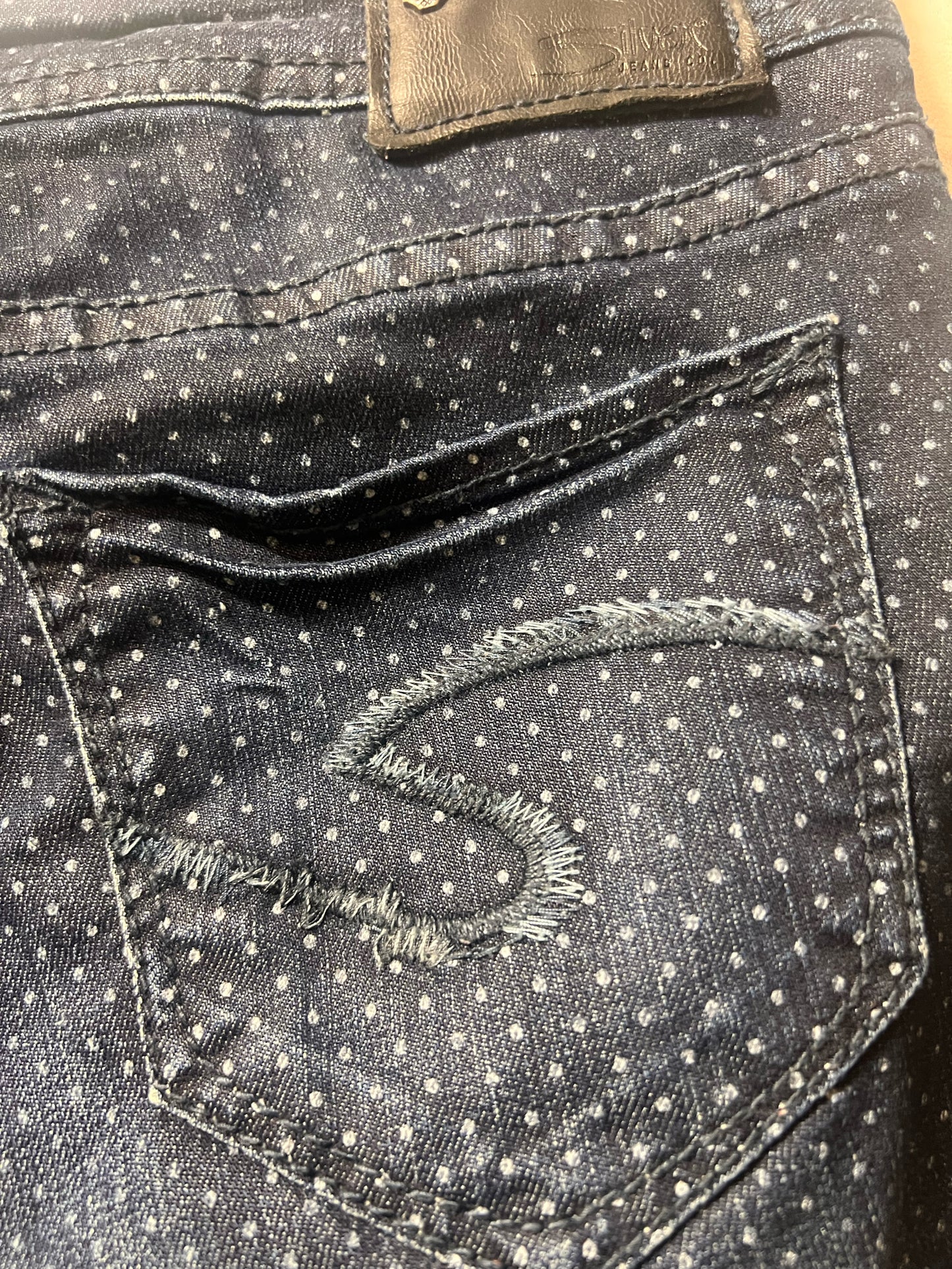Silver Jeans Co. Size 26 Waist Used Jeans - Suki Super Skinny Jeans Polka Dot