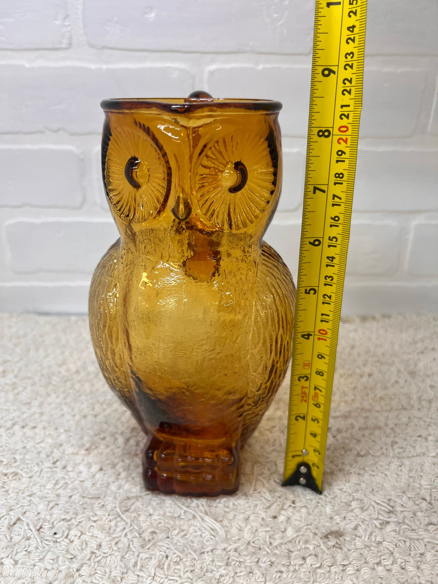 Kanawha MCM Amber Glass Owl Pitcher