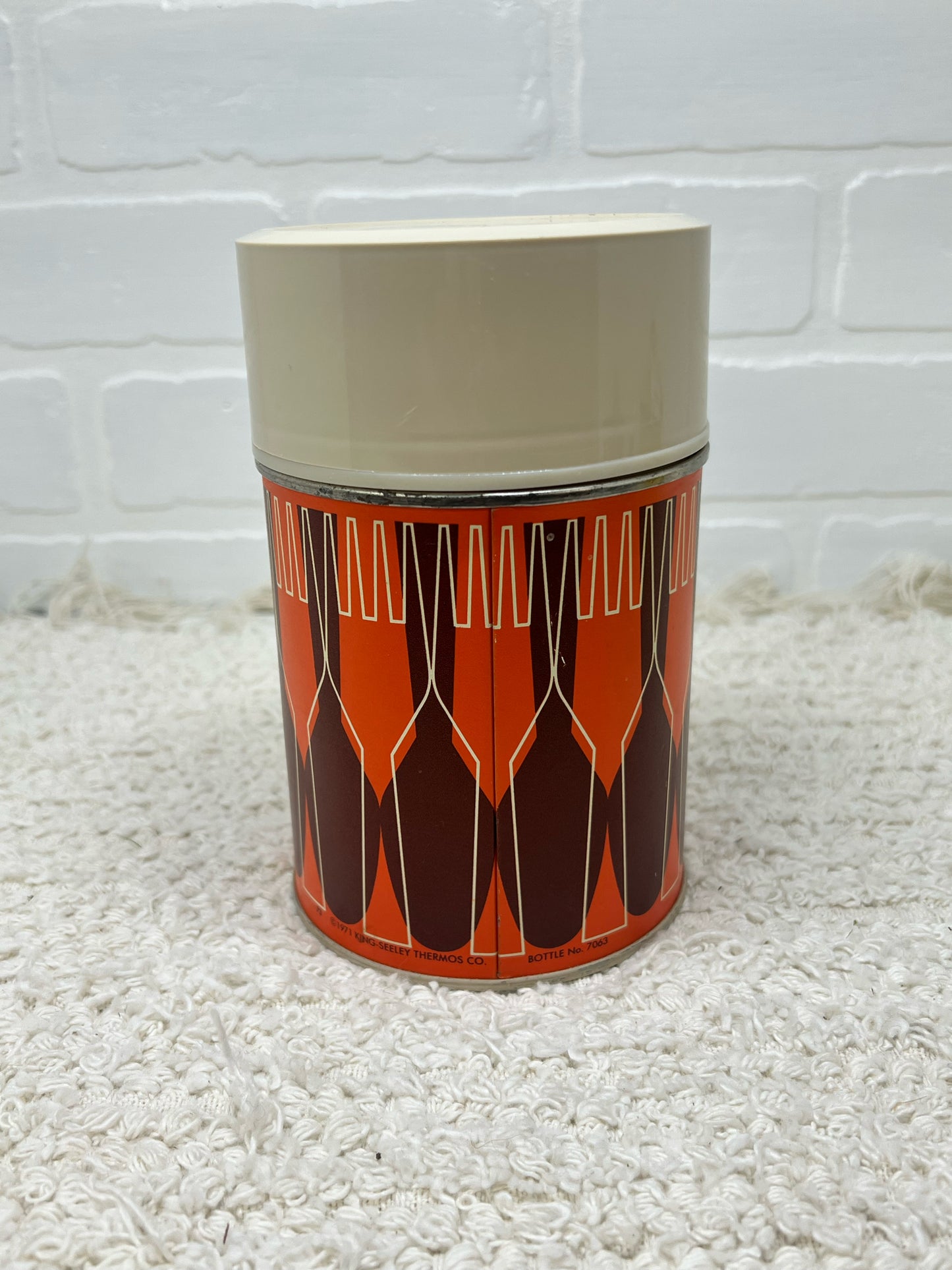 Thermos brand brown & orange thermos