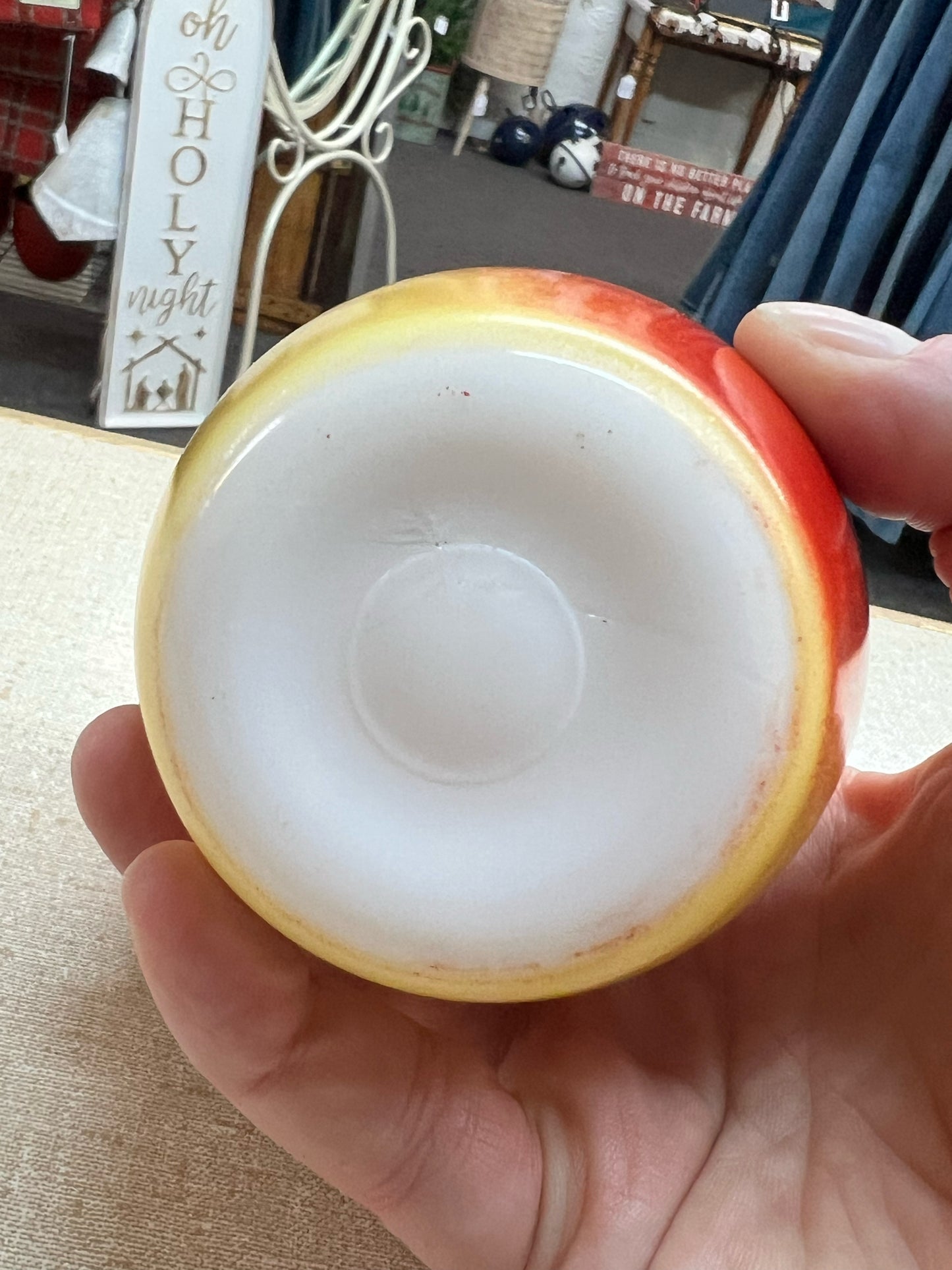 Hazel Atlas apple shaped lidded jam jar