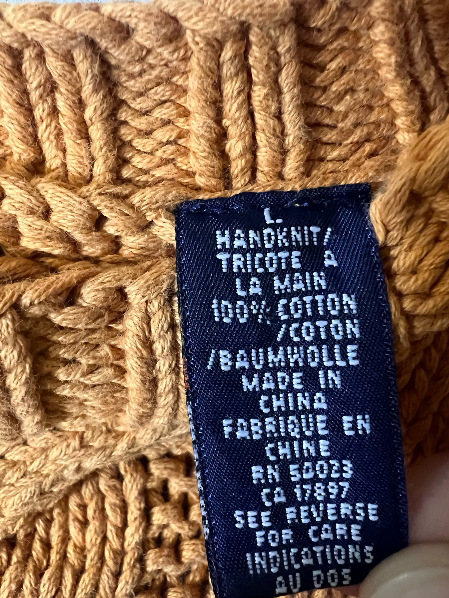 Size L Vintage Gap Hand Knit Cotton Sweater