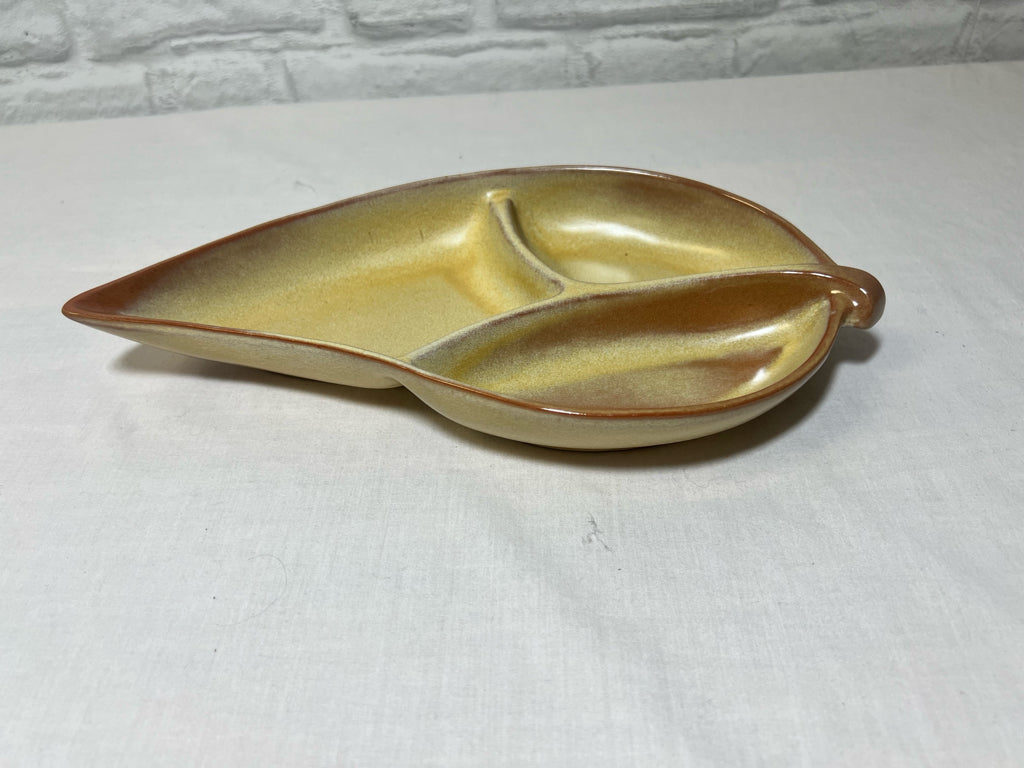 Frankoma Pottery Divided Leaf Dish