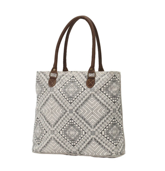 Myra Bag Artisan Canvas Tote Bag – Women’s Large Canvas & Genuine Leather Handbag with Zipper Top, 18"x13", Everyday Work & Travel Tote