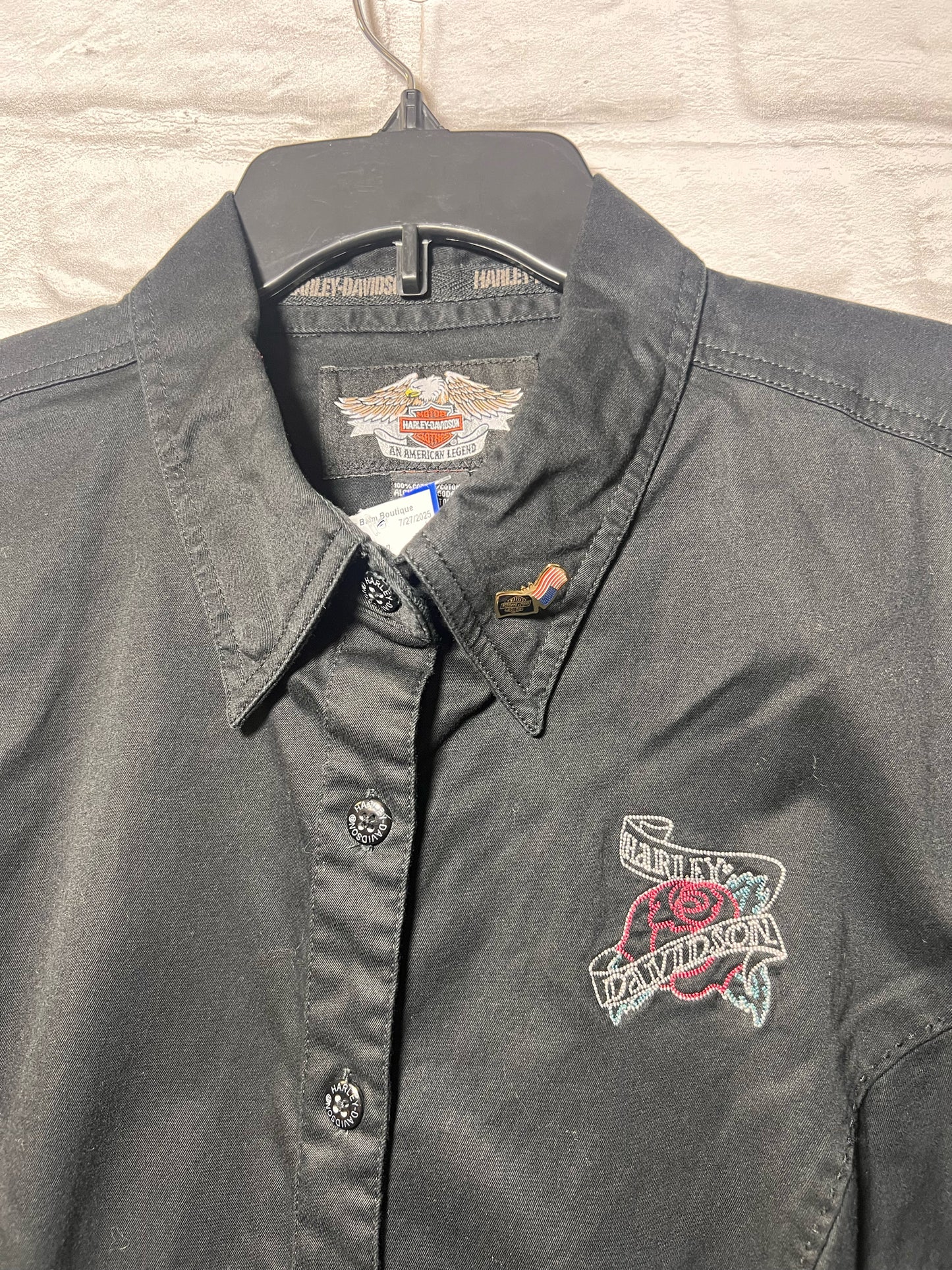 Size XL Harley-Davidson black button down shirt