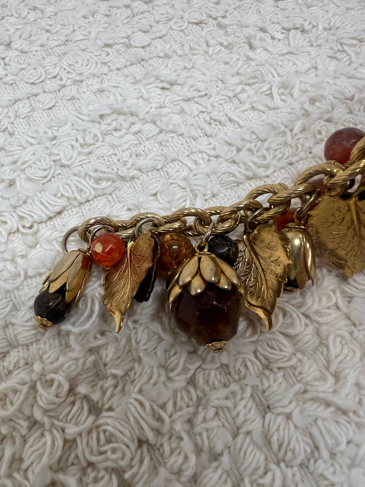 Chunky Fall Themed Vintage Charm Bracelet