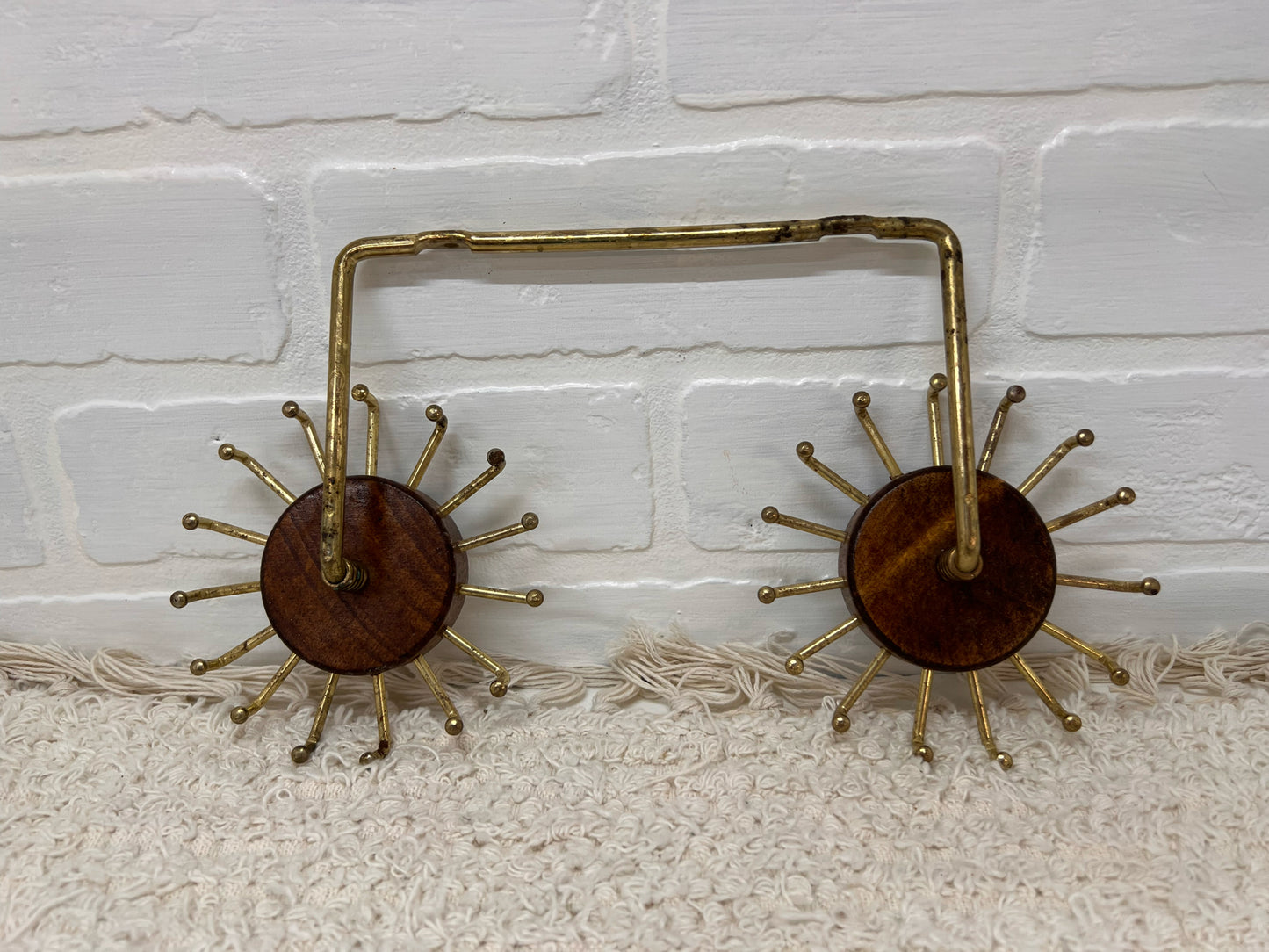 Vintage brass & wood tie/jewelry organizer
