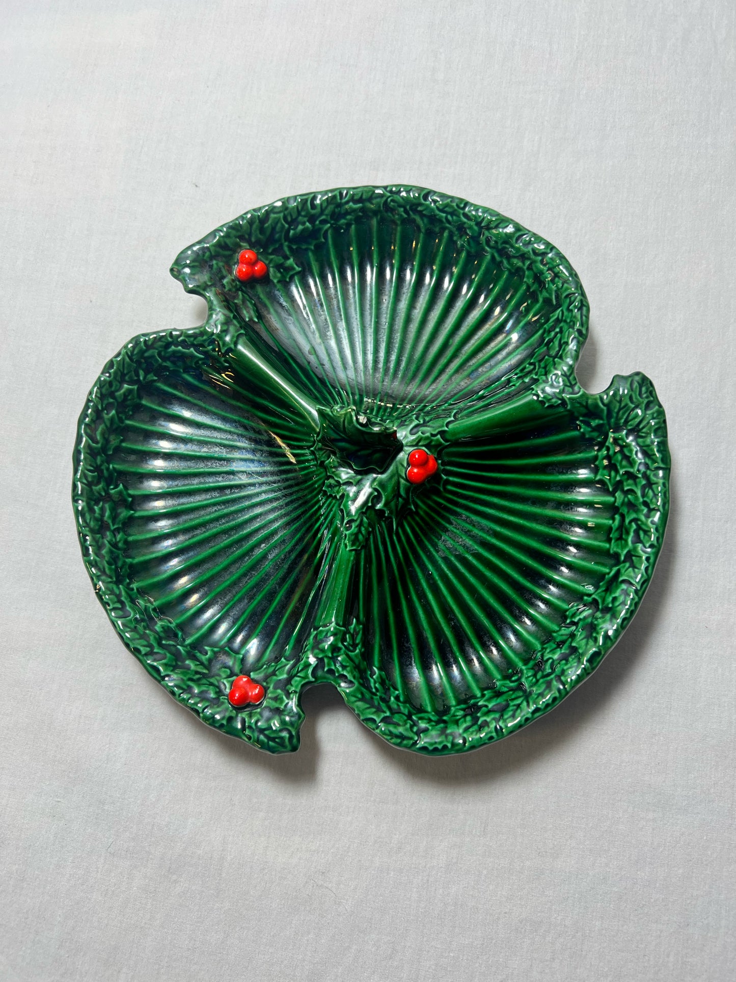 Inarco divided relish tray in Christmas pattern