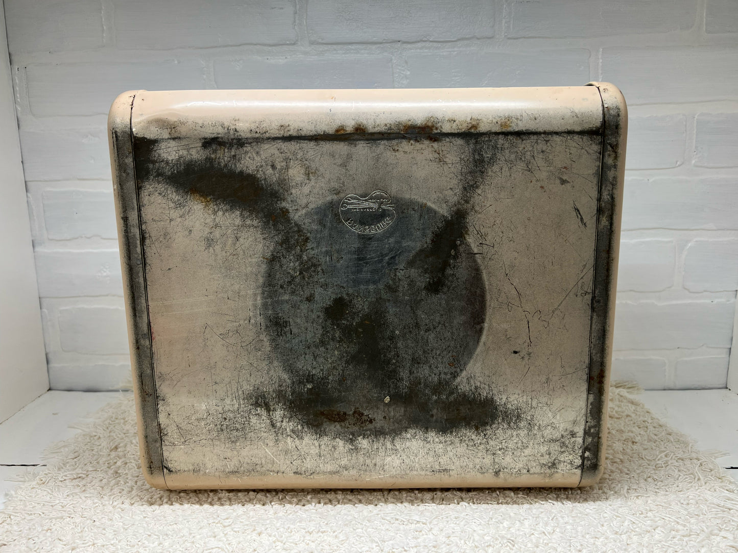 Ransburg light pink hand painted MCM bread box