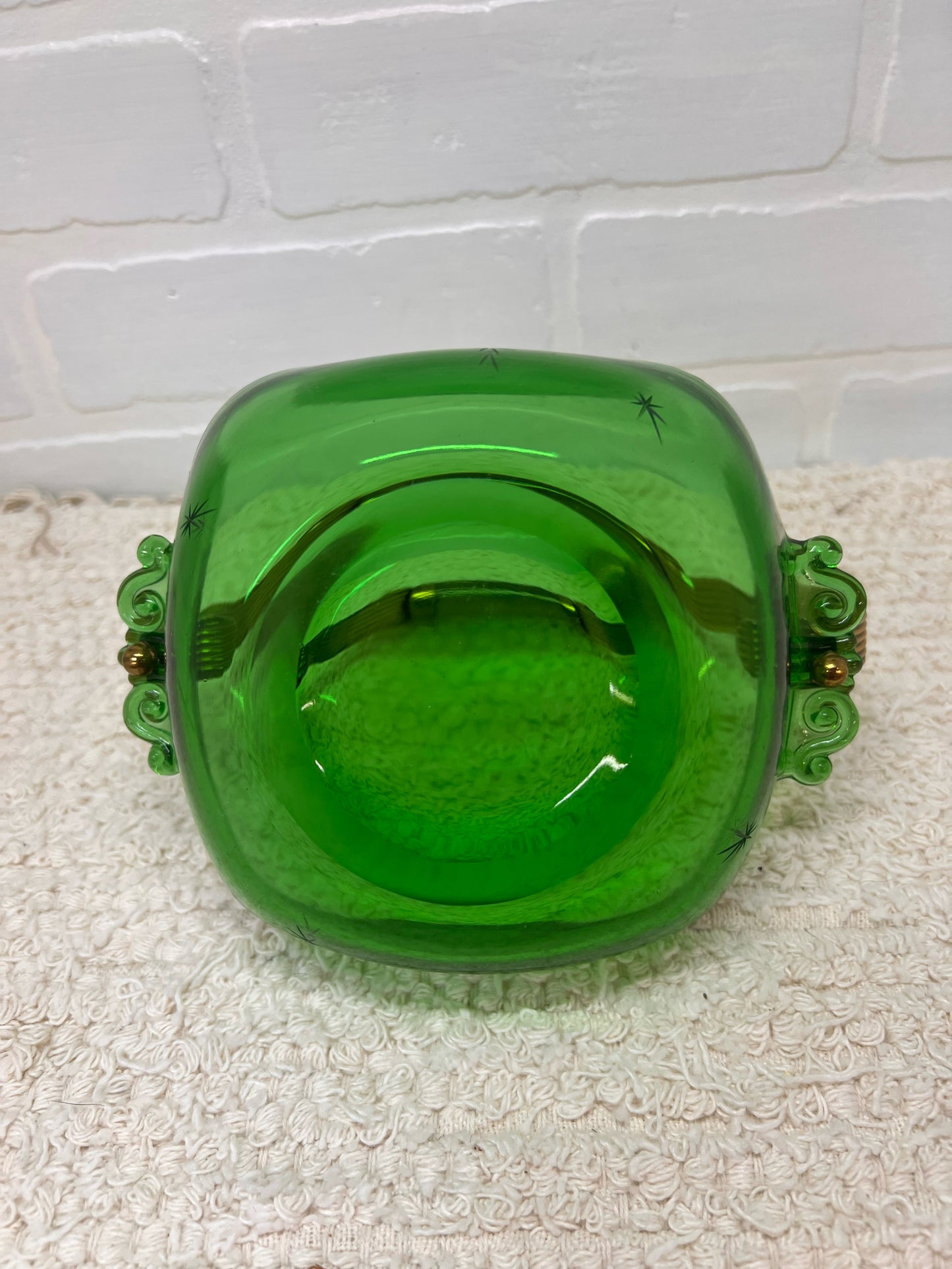 Paden City Emerald Glo Candy Dish