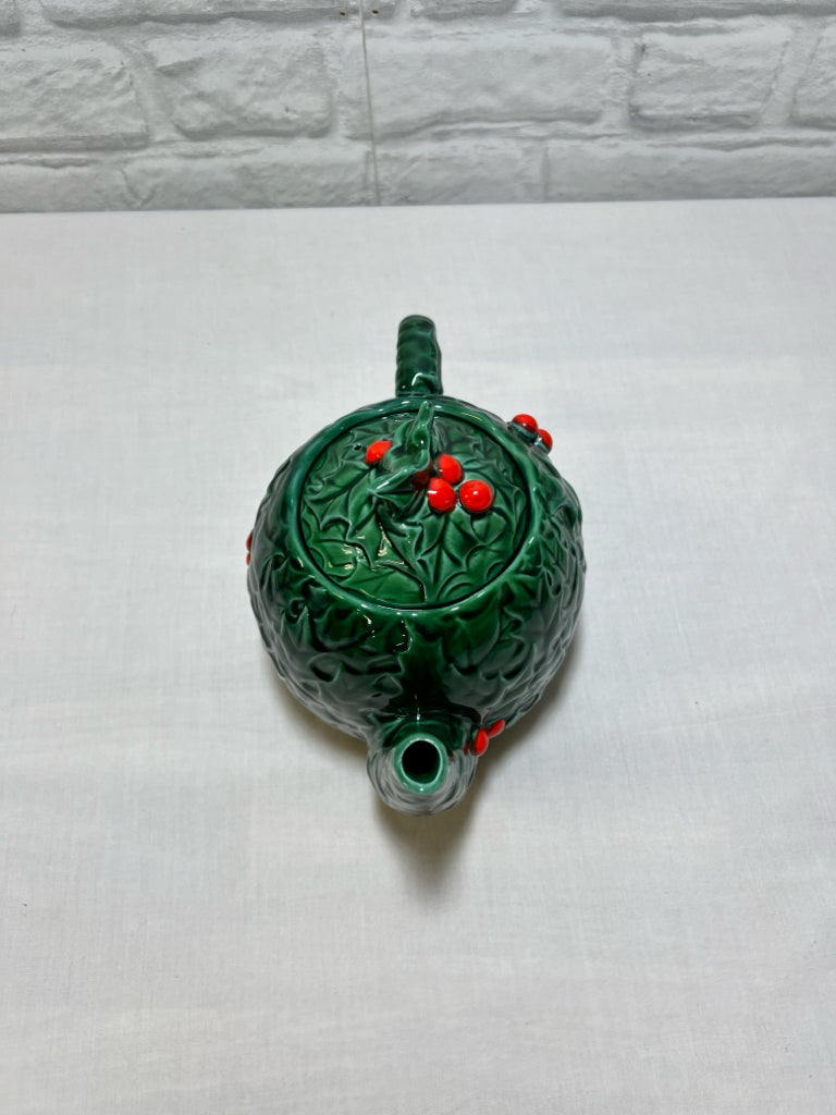 Lefton holly Christmas teapot, vintage