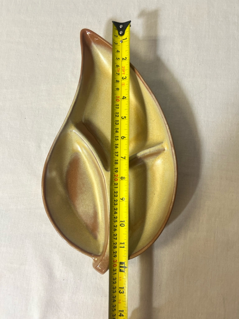Frankoma Pottery Divided Leaf Dish
