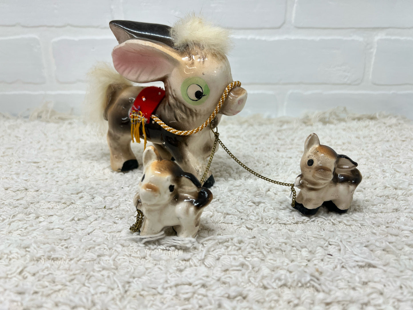 1950's mama & baby burro figurine set