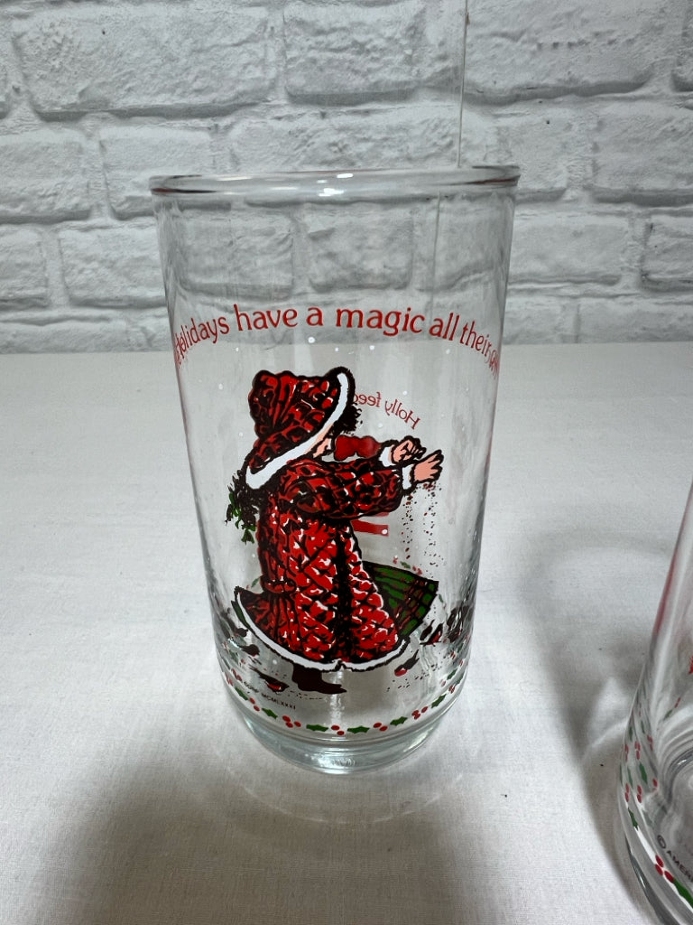 Hollie Hobbie Coca Cola Holiday Glass Trio