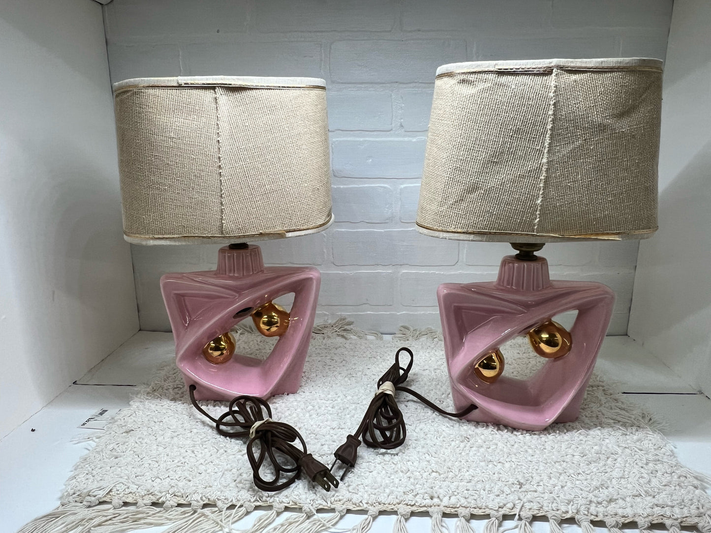 Pink & Gold MCM Boudoir Lamp Set