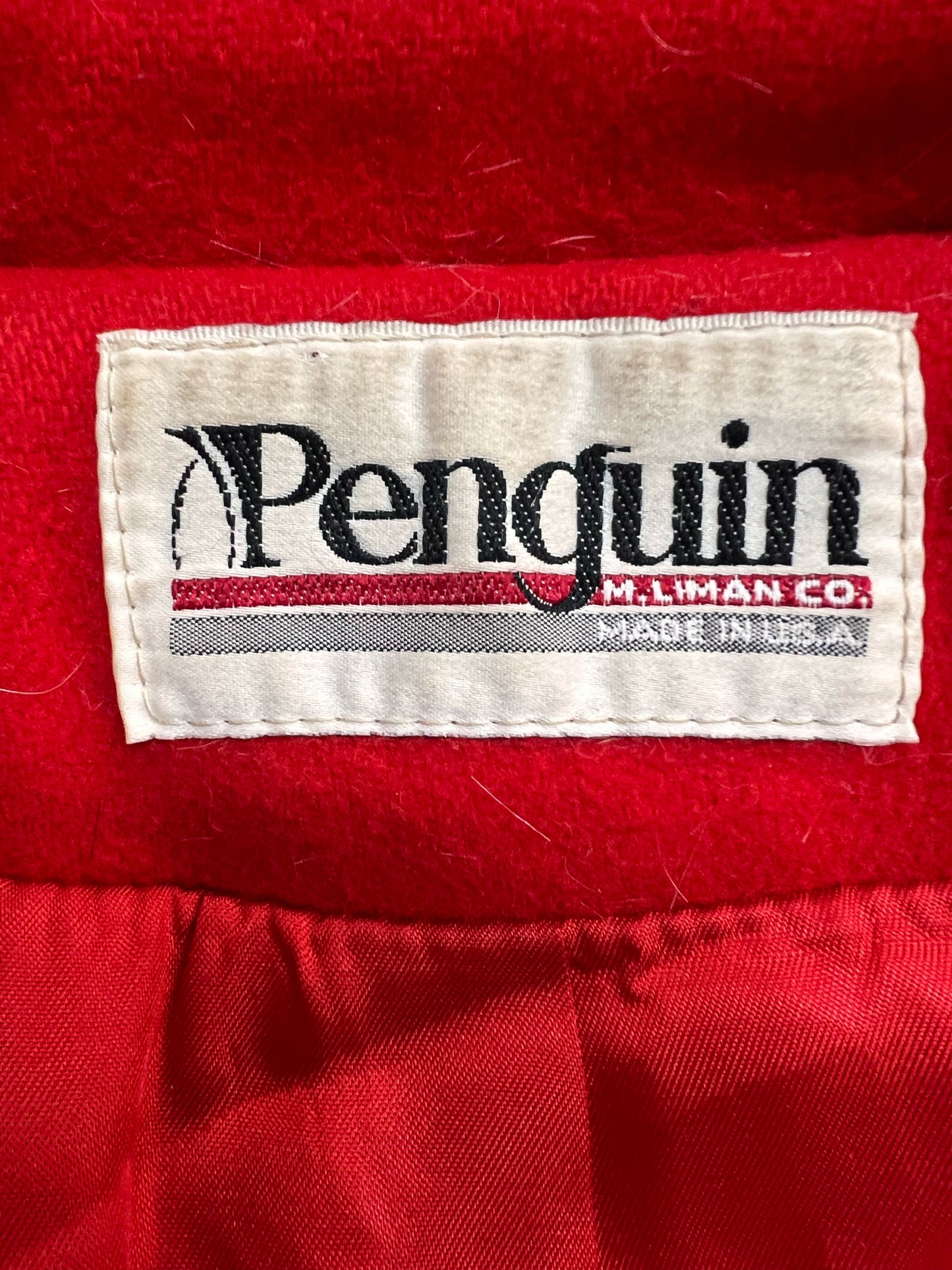 Vintage Penguin Red Wool Coat Size 6