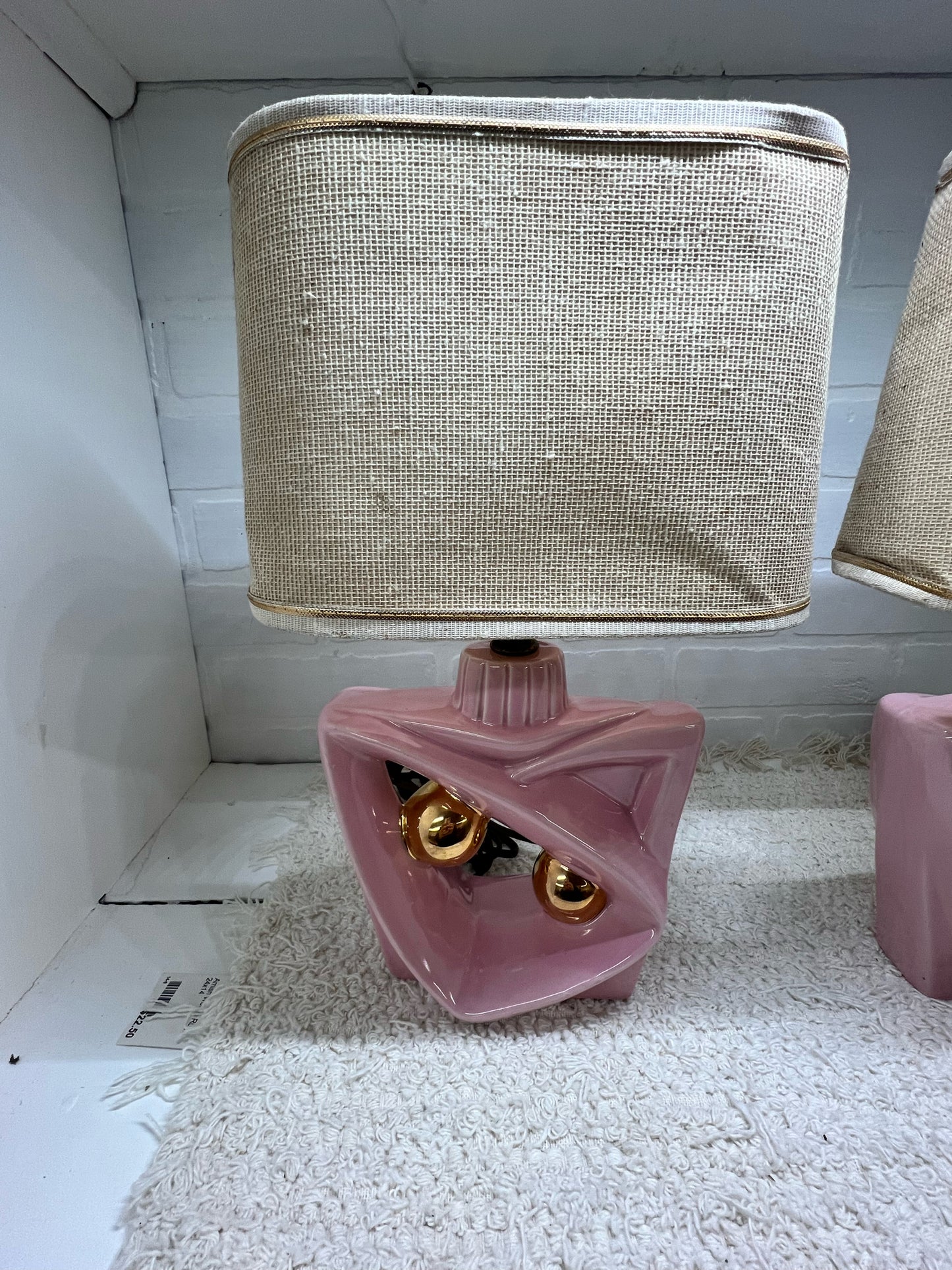 Pink & Gold MCM Boudoir Lamp Set