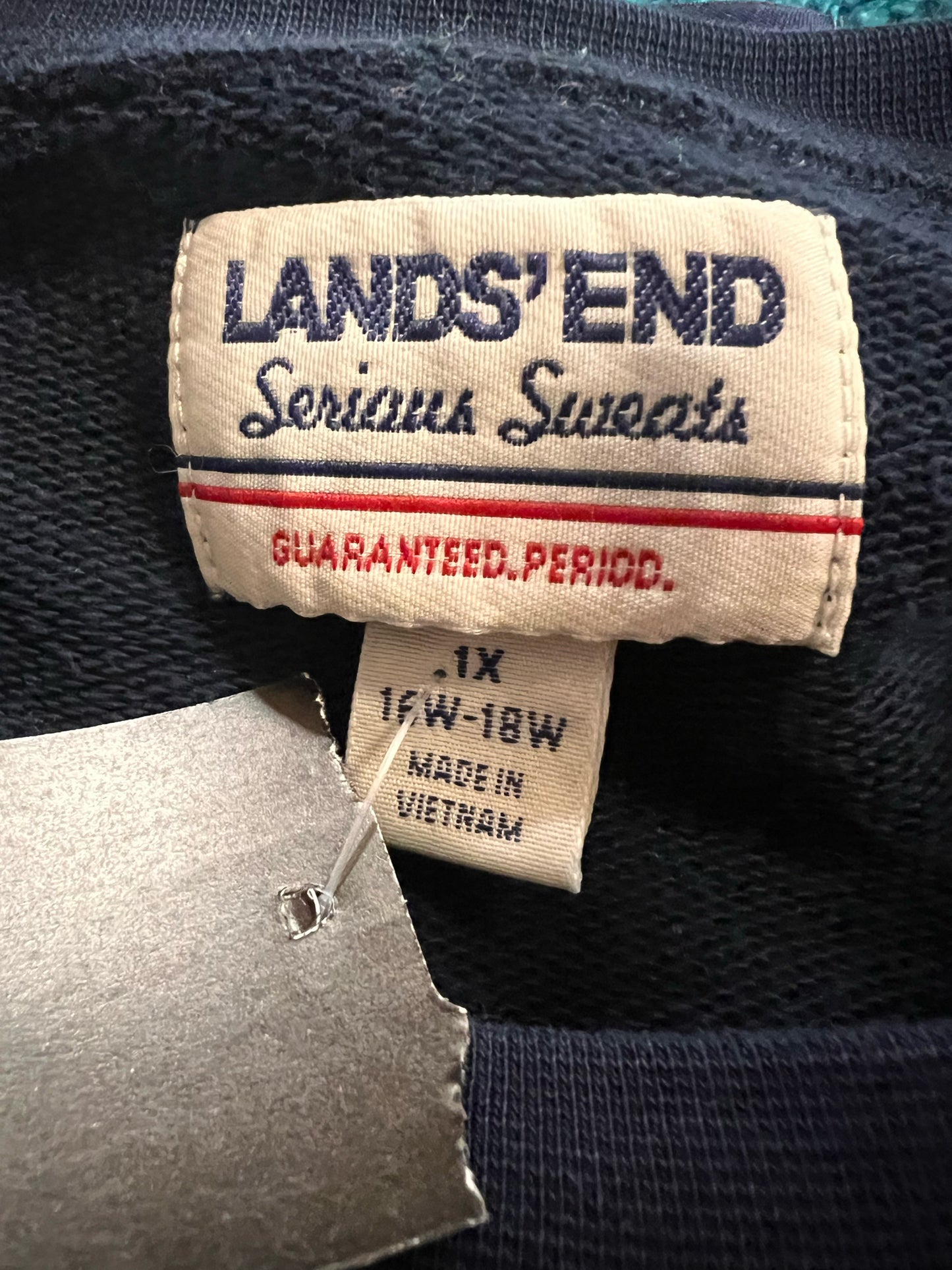 Size 1X Land's End 'Serious Sweats' Bandana Print  Sweatshirt